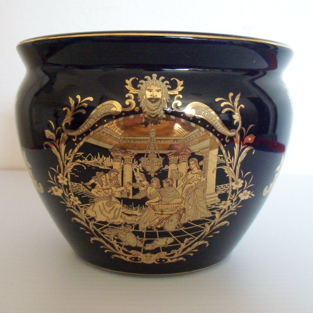 Cobalt blue ceramic planter (#EV1285) - Picture 3 of 5
